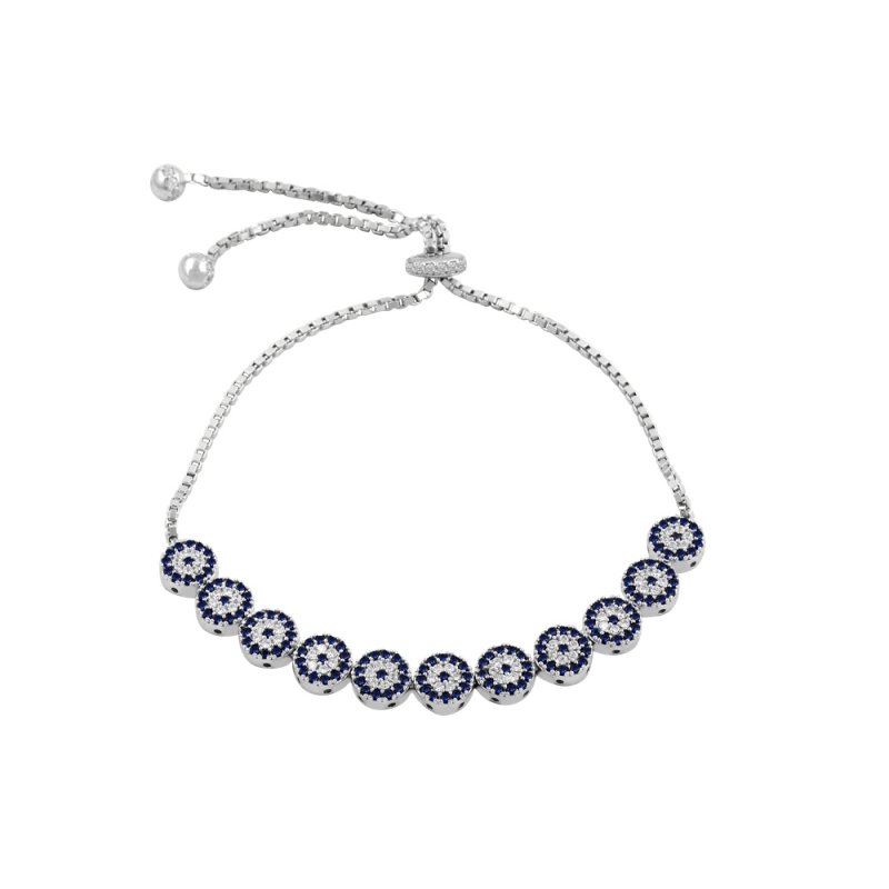CZ Evil Eye Adjustable Sliding Bracelet - B13706