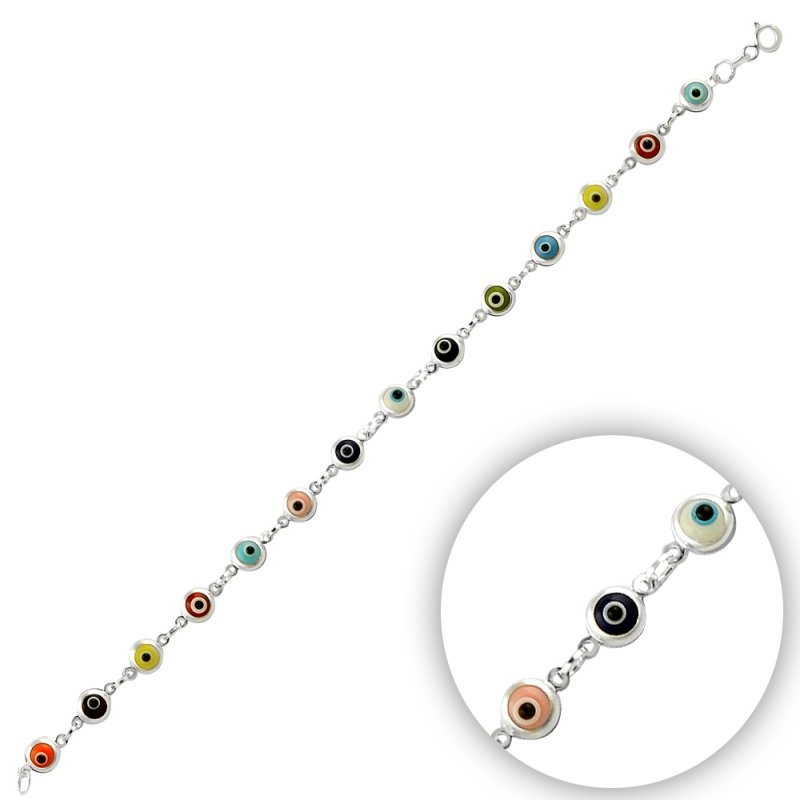 5mm Handmade Glass Evil Eye Bracelet - B14377