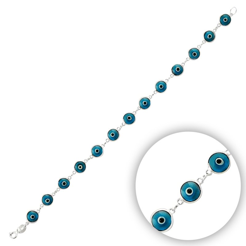 7.5mm Handmade Glass Evil Eye Bracelet - B14362