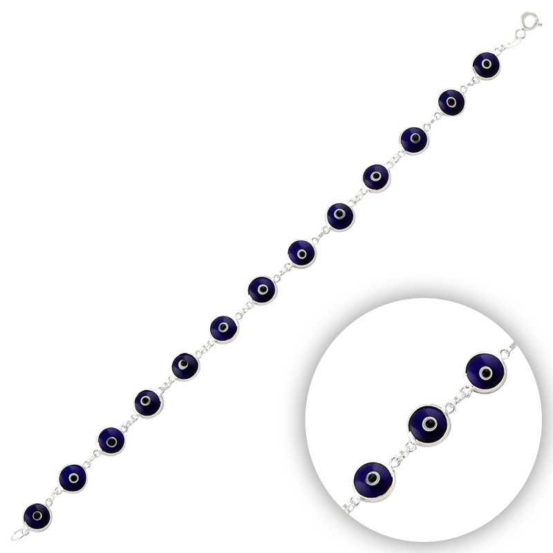 7.5mm Handmade Glass Evil Eye Bracelet - B14359