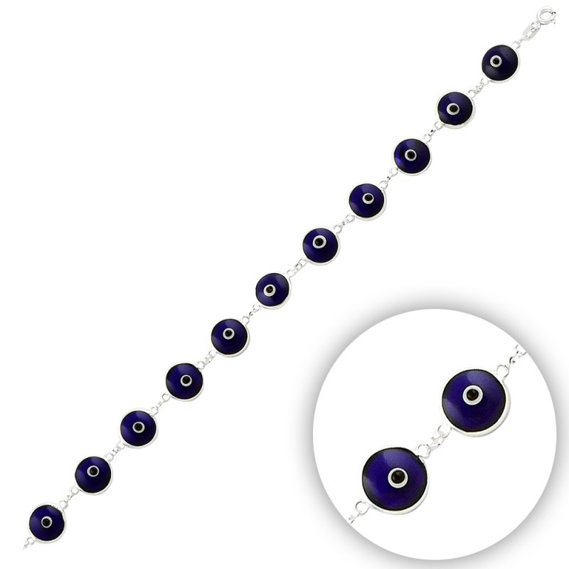 9.5mm Handmade Glass Evil Eye Bracelet - B14350