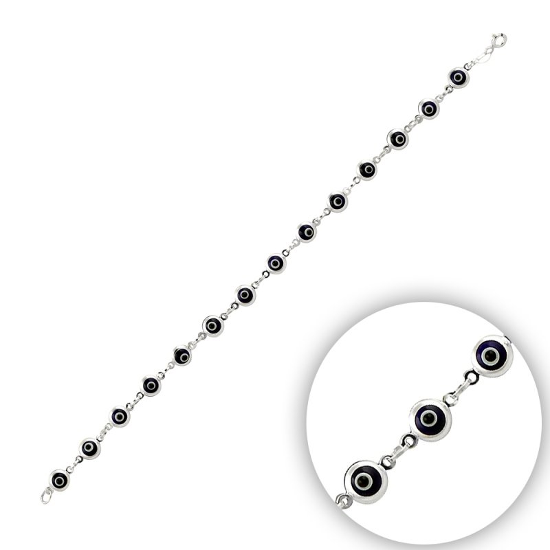 5mm Handmade Glass Evil Eye Bracelet - B14371