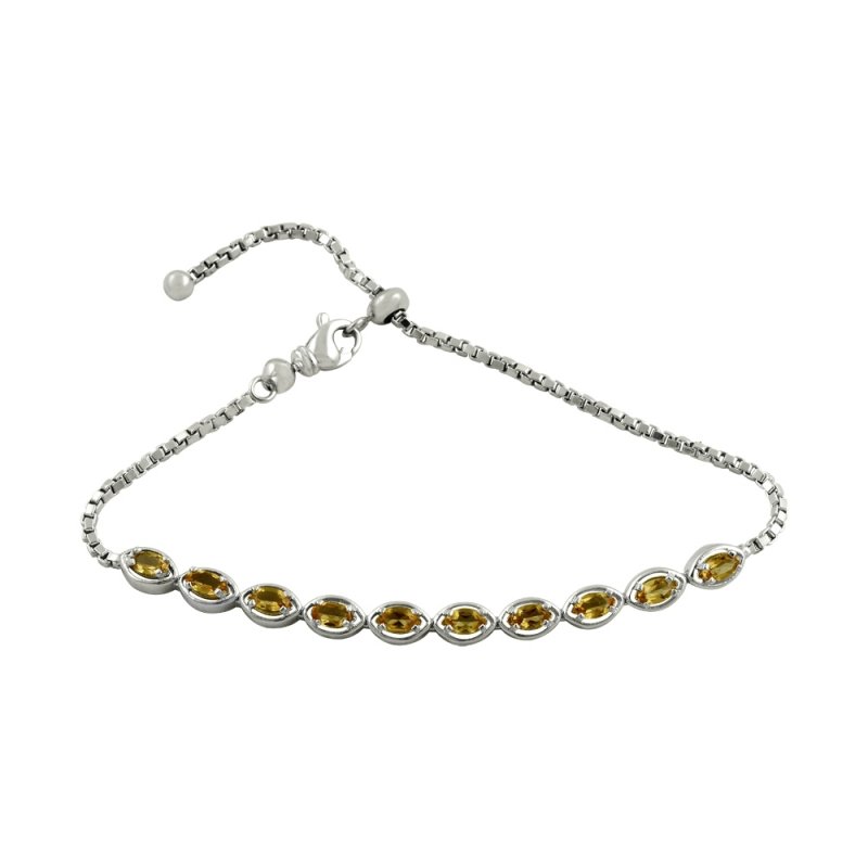 Marquise Cut Sultanite Adjustable Sliding Bracelet - B81792