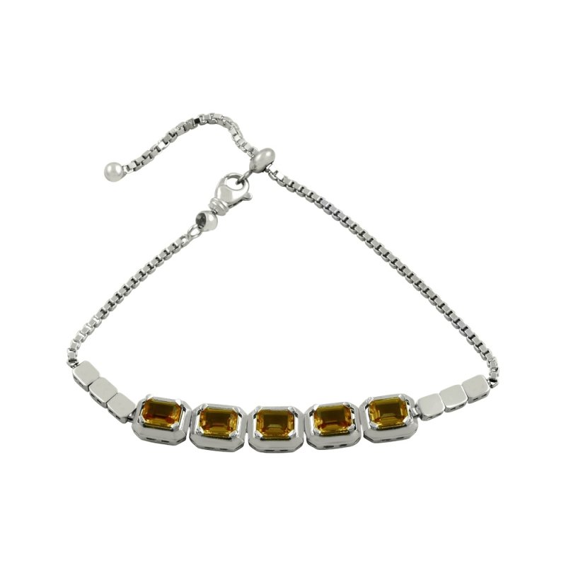 Emerald Cut Sultanite Adjustable Sliding Bracelet - B81793