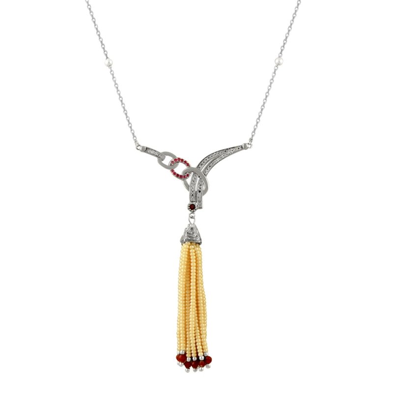 Pearl & CZ Necklace - N14291