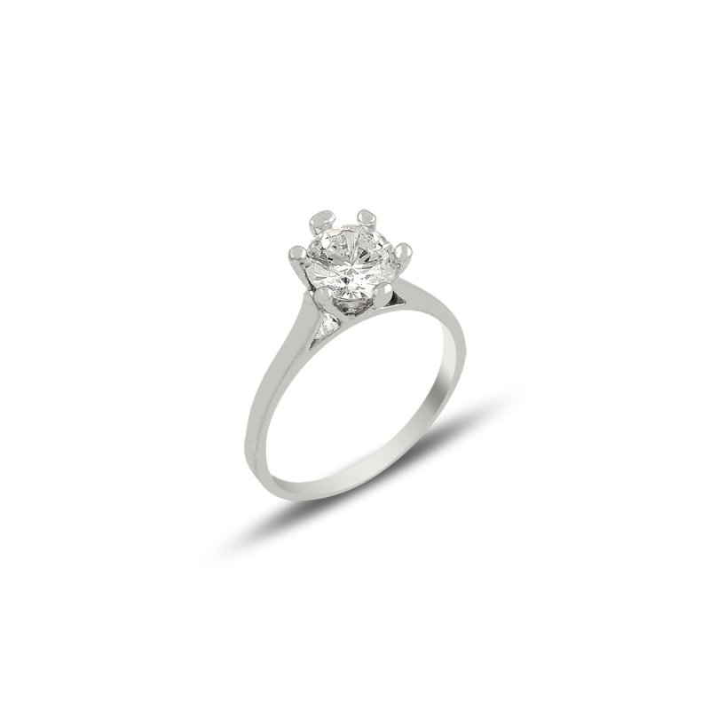CZ Solitaire Rhodium Plated Ring - R82124
