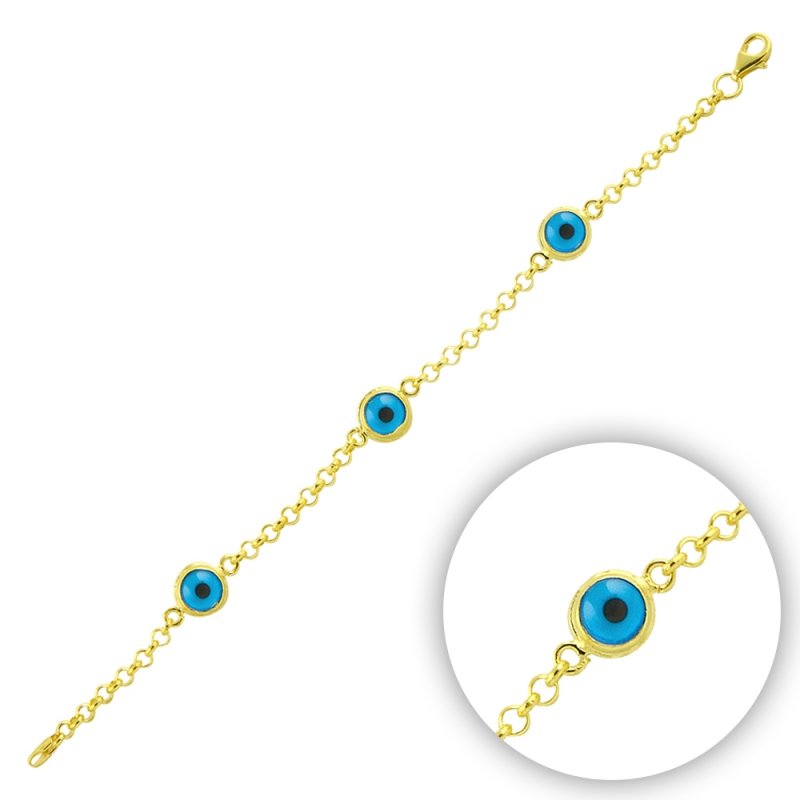 rolo chain Tria Evil Eye Bracelet - B13589