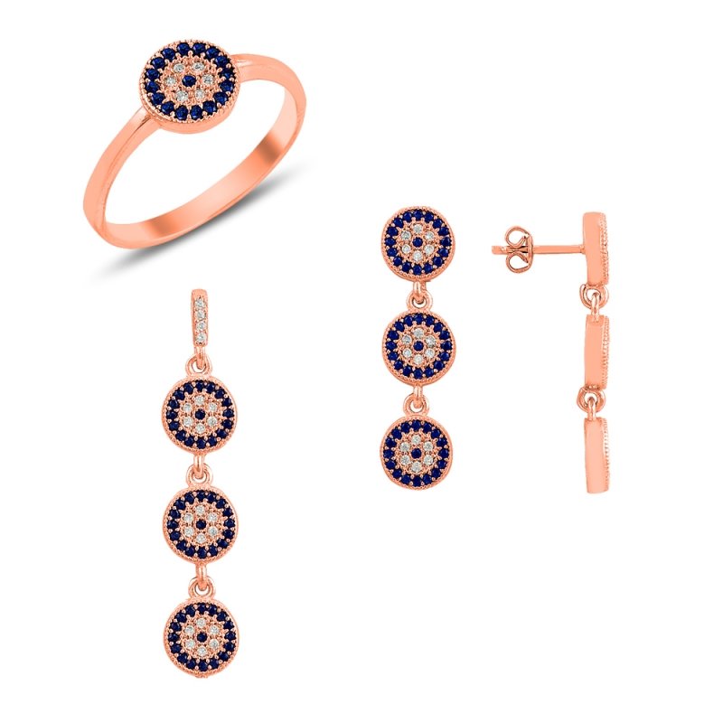 Rose Gold Plated Evil Eye Set - S81776