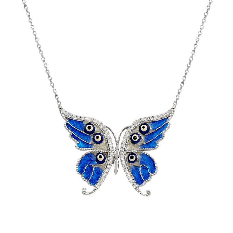 Enamel Butterfly Necklace - N14603