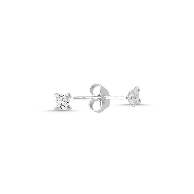 3mm Square Solitaire CZ Stud Earrings - E05429