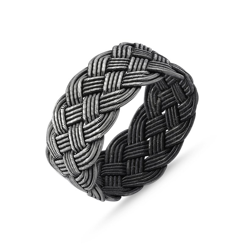 Oxidised Kazaz Hand Knitted Ring - R82497