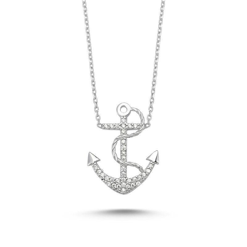 CZ Anchor Necklace - N82360