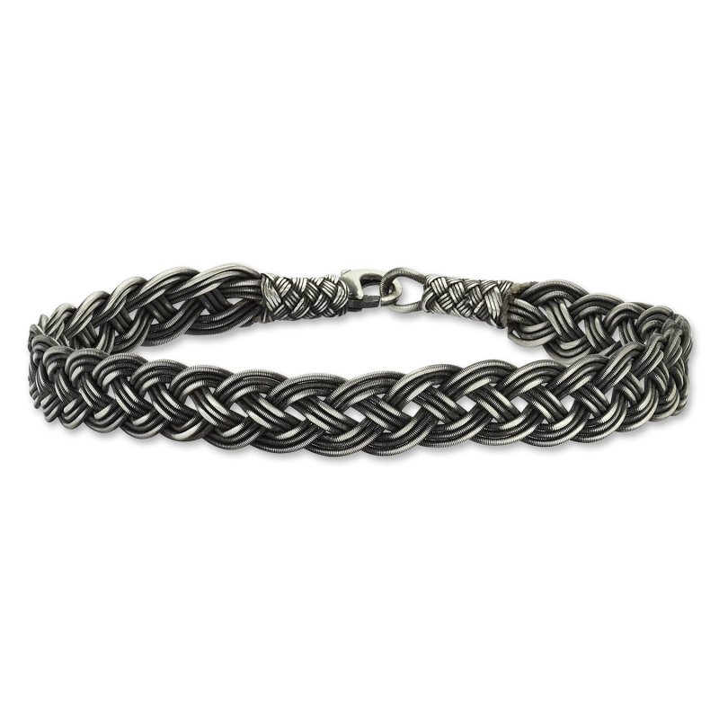 Oxidised Kazaz Hand Knitted Bracelet - B82689