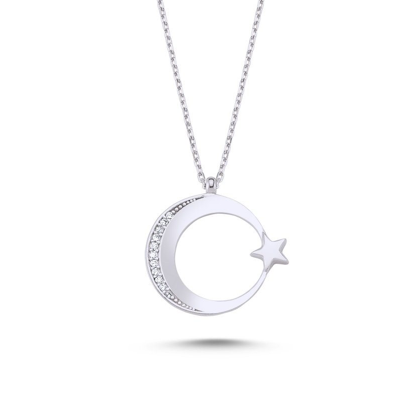 CZ Star and Crescent Necklace - N82649