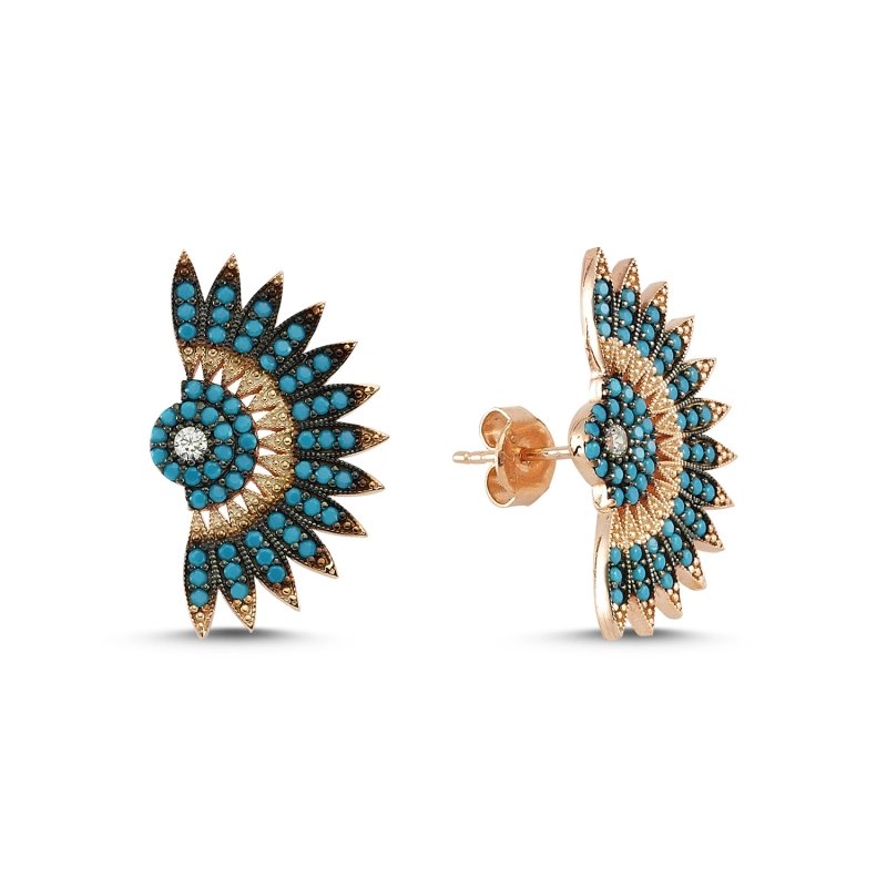 Nano CZ Folding Fan Design Earrings - E83050