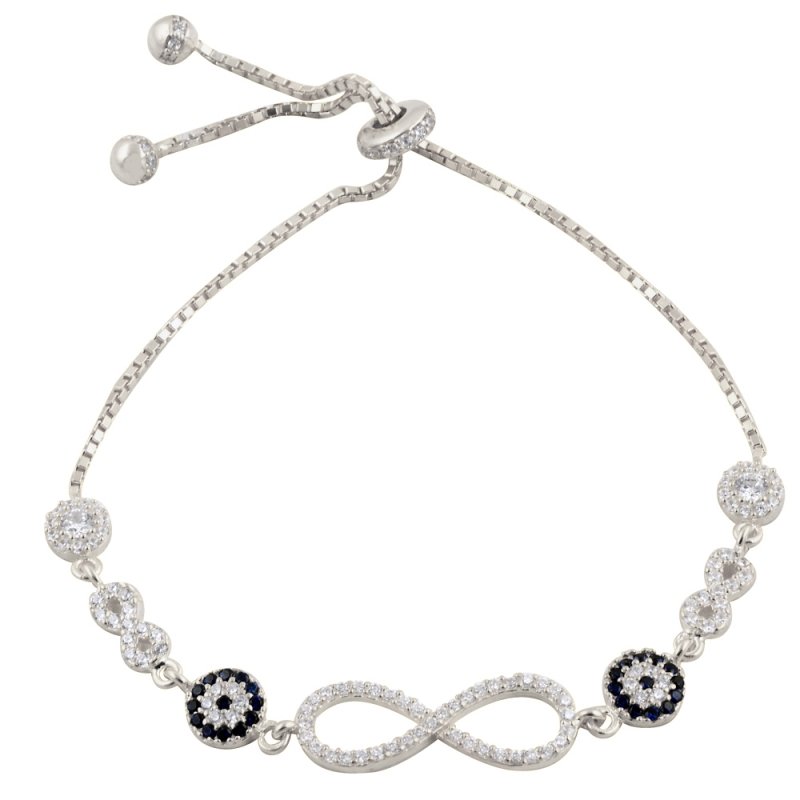 CZ Infinity Adjustable Sliding Bracelet - B13698