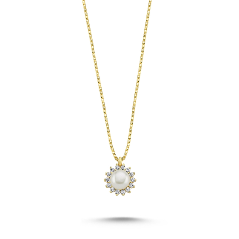 Solitaire Pearl & CZ Necklace - N100006