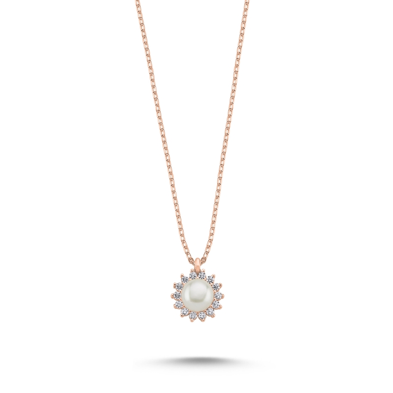 Solitaire Pearl & CZ Necklace - N100006