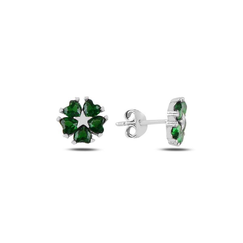 Heart CZ Flower & Star Stud Earrings - E100106