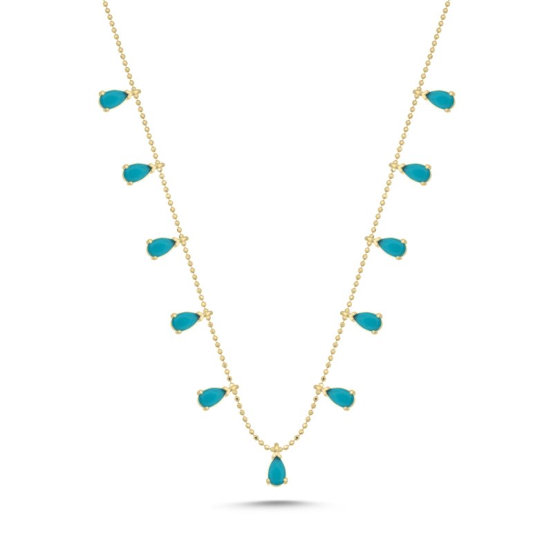 Teardrop Turquoise Dangle Charm Necklace - N100144