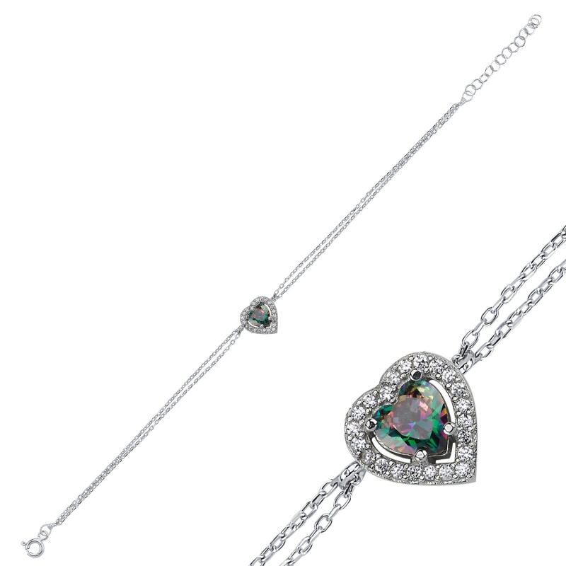 Heart Mystic Topaz CZ Bracelet - B100152