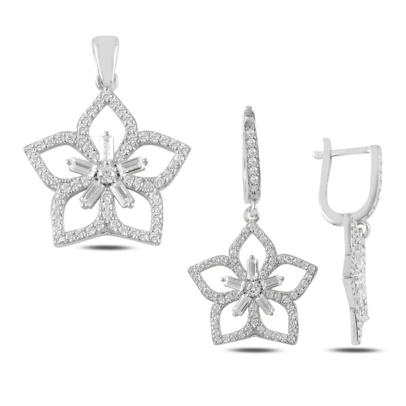 Flower Baguette CZ Set - S100169