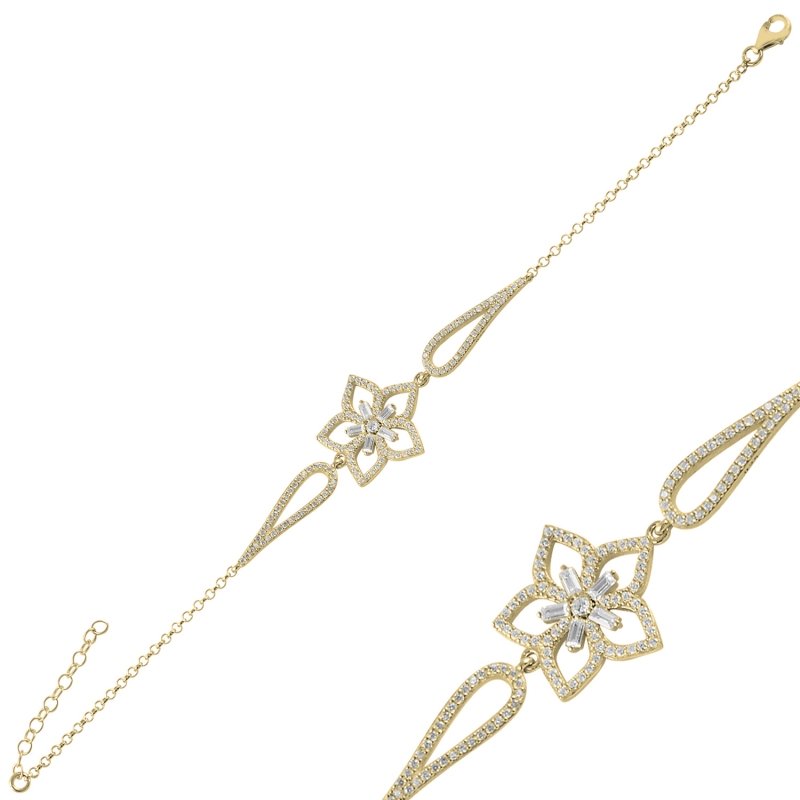 Flower Baguette CZ Bracelet - B100171