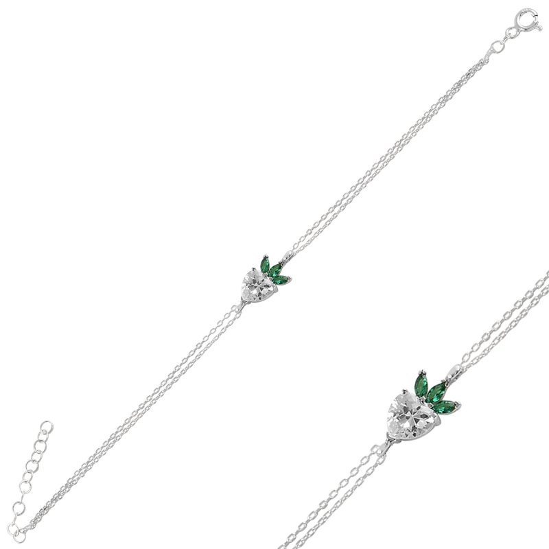 Strawberry & Heart CZ Bracelet - B100180