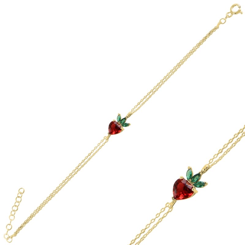 Strawberry & Heart CZ Bracelet - B100181
