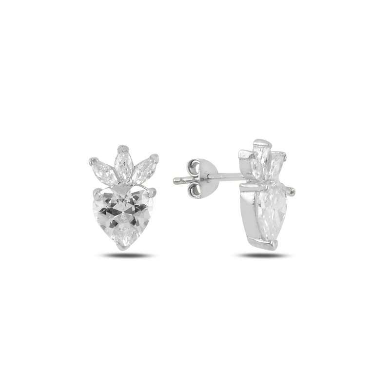 Strawberry & Heart CZ Stud Earrings - E100182