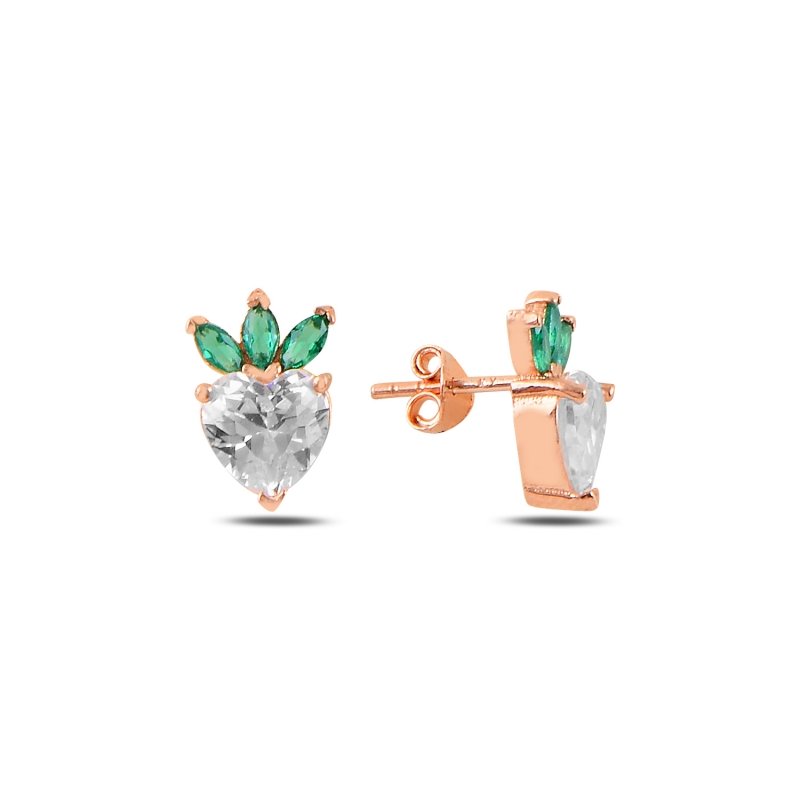 Strawberry & Heart CZ Stud Earrings - E100183