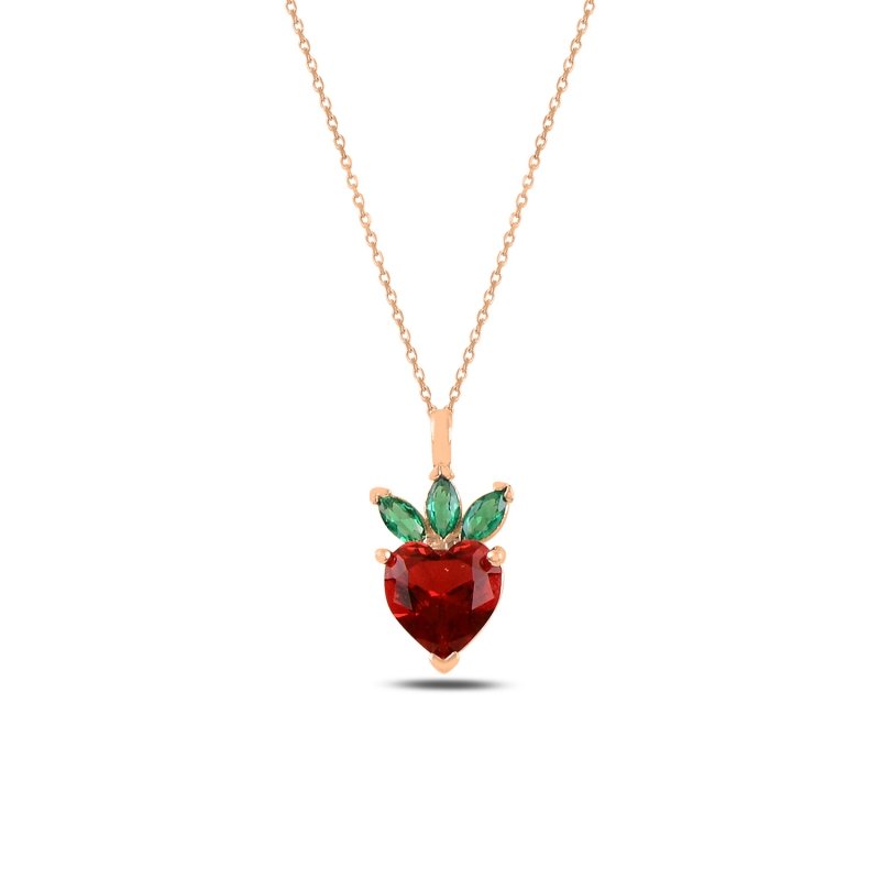 Strawberry & Heart CZ Necklace - N100187