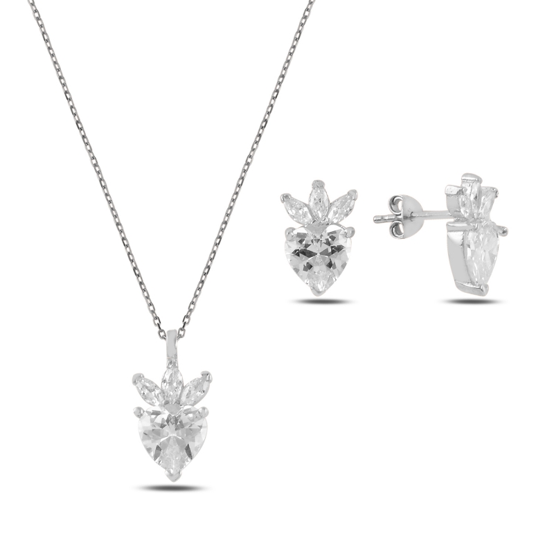 Strawberry & Heart CZ Set - S100188