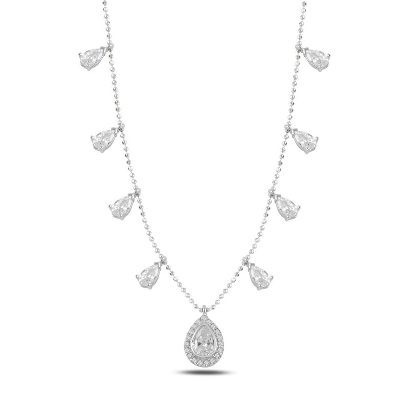 Teardrop CZ Dangle Charm Necklace - N100191