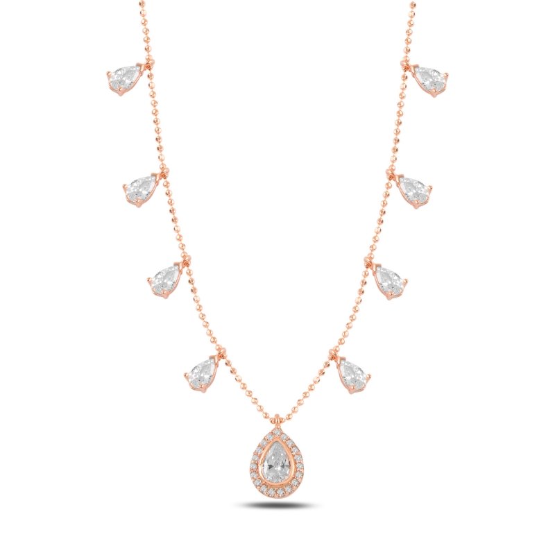 Teardrop CZ Dangle Charm Necklace - N100191