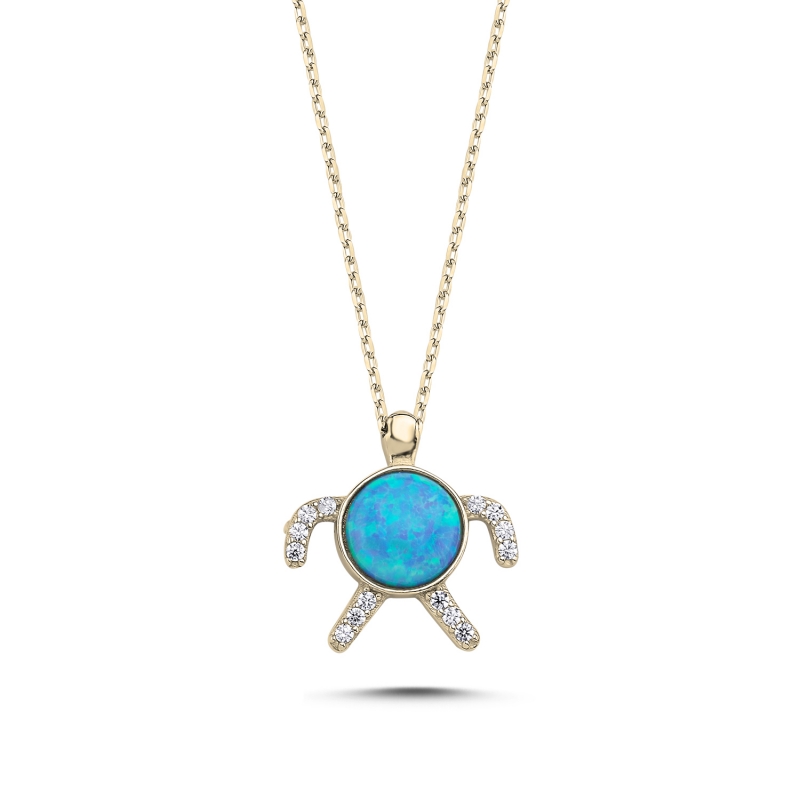 Turtle Opal & CZ Necklace - N100435