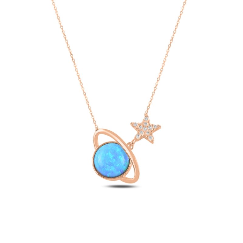 Saturn Opal & CZ Necklace - N100436