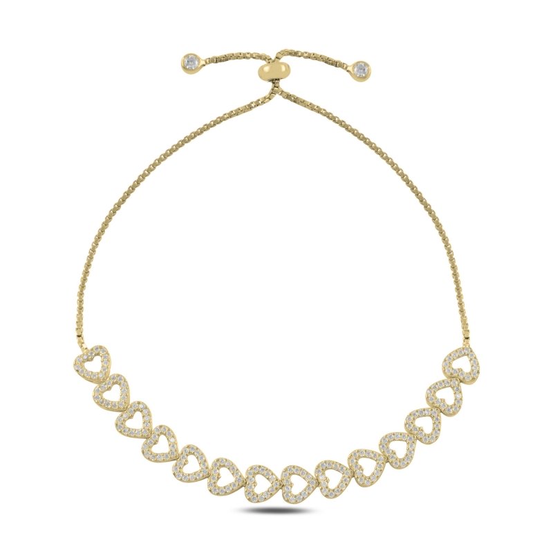 Heart CZ Adjustable Sliding Bracelet - B100463