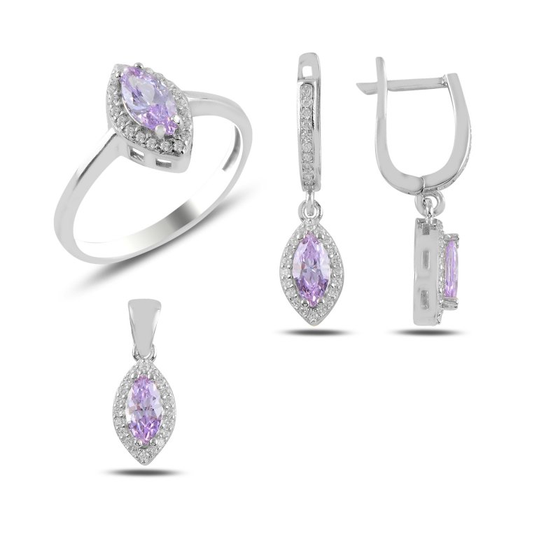 Marquise CZ Halo Solitaire Set - S100598