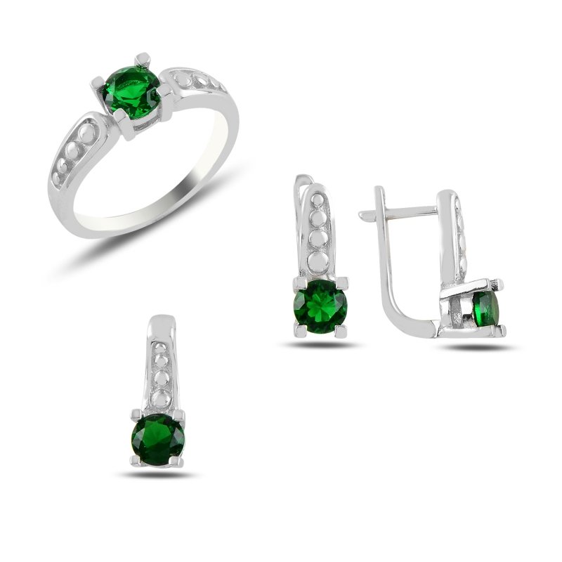 Emerald CZ Solitaire Set - S100664