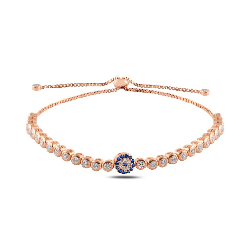 Evil Eye CZ Tennis Adjustable Sliding Bracelet - B100793