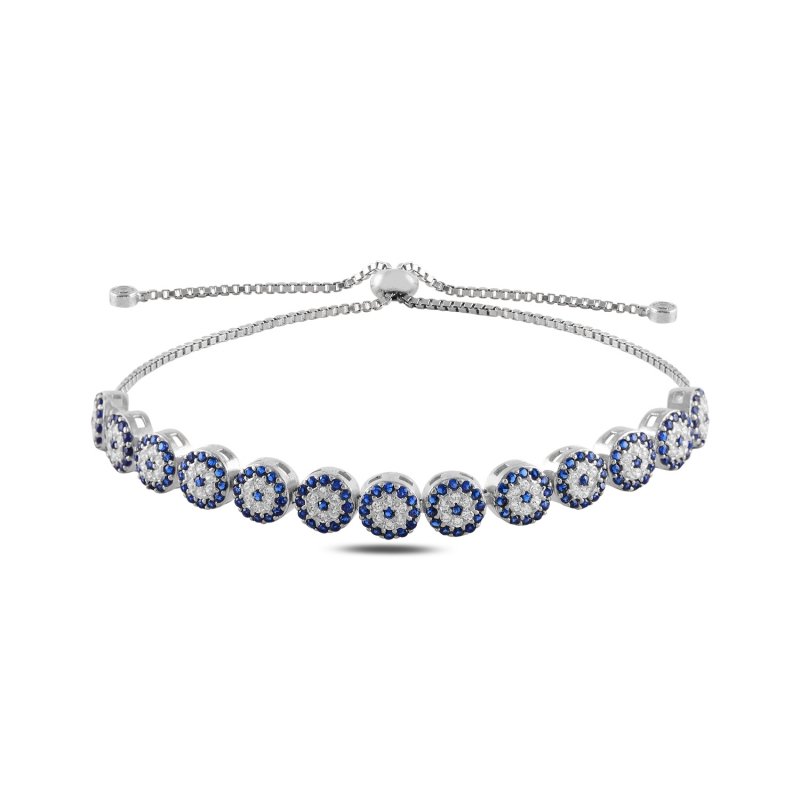 Evil Eye CZ Tennis Adjustable Sliding Bracelet - B100796