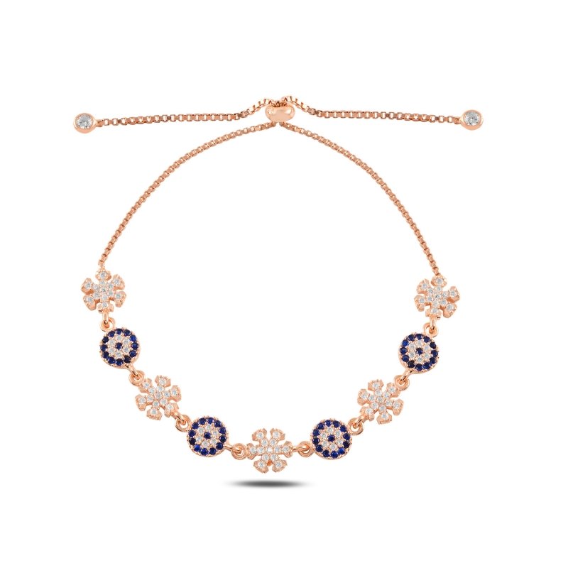 Evil Eye & Snowflake CZ Adjustable Sliding Bracelet - B100797