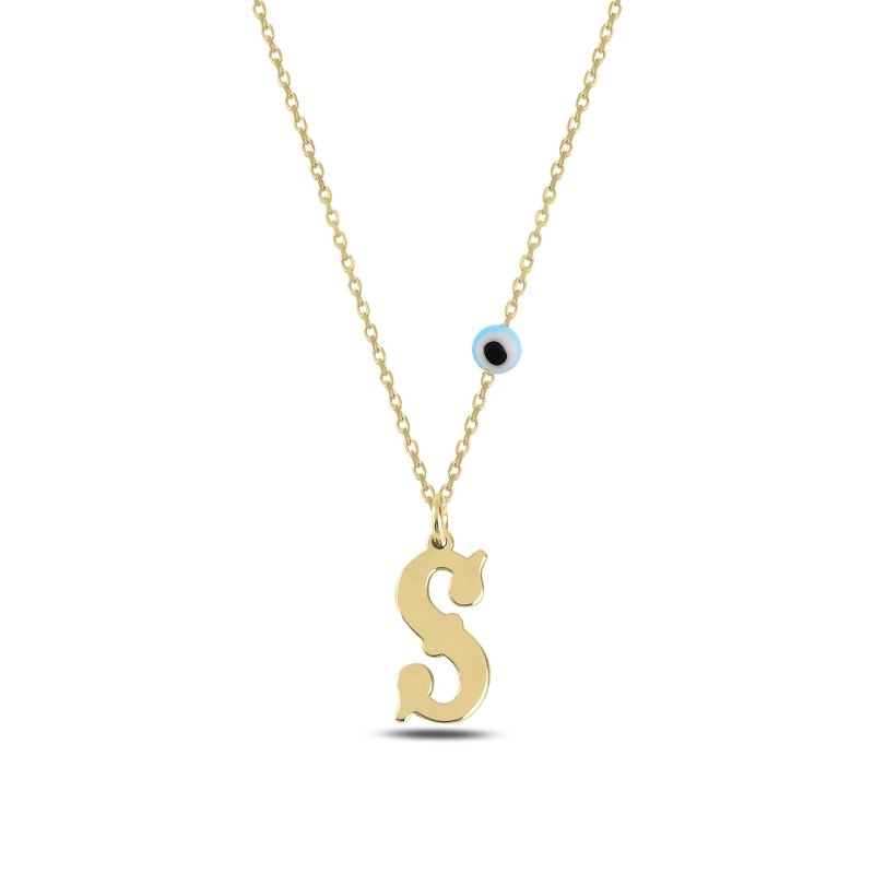 -S- Initial Plate Necklace - N101043