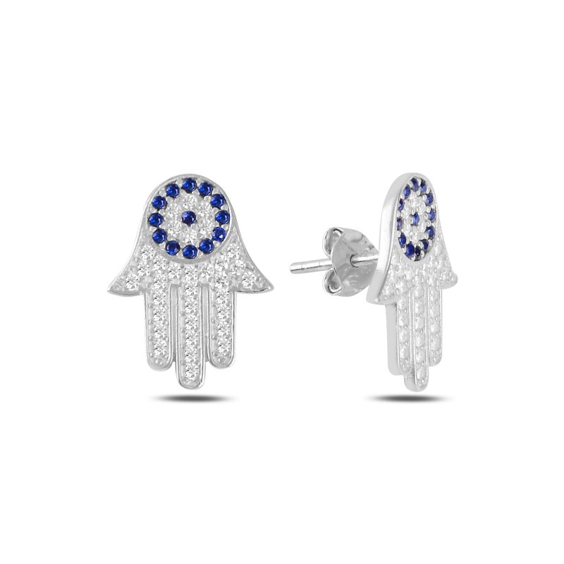 Hamsa & Evil Eye CZ Stud Earrings - E101152