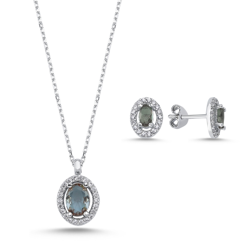 Oval Zultanite CZ Halo Solitaire Set - S101160