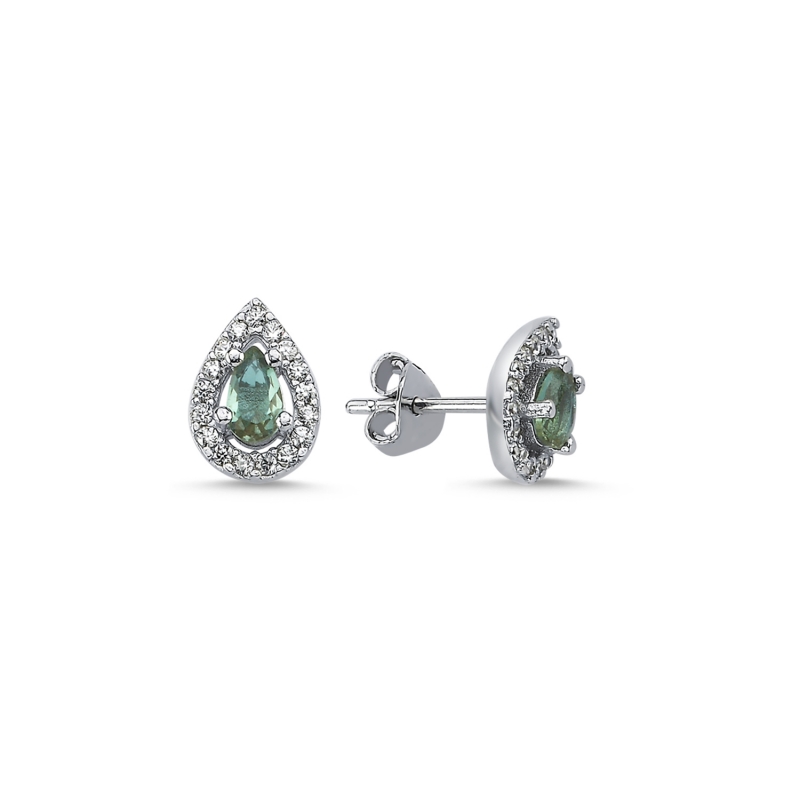 Halo Solitaire Teardrop Zultanite CZ Stud Earrings - E101161