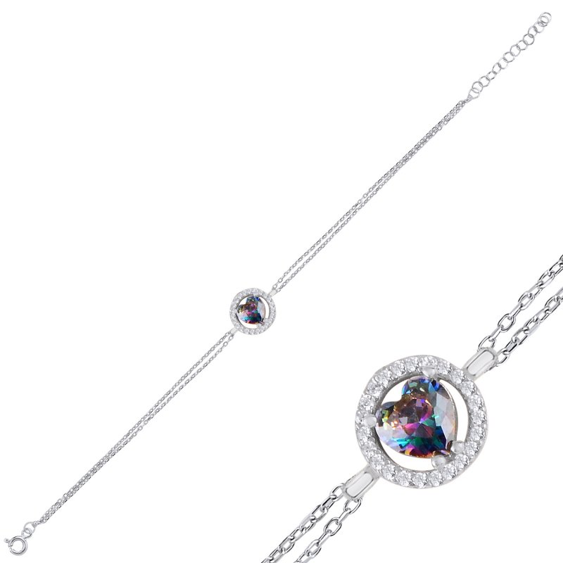 Heart Mystic Topaz CZ Bracelet - B101184