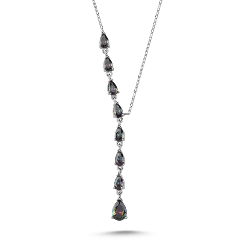 Teardrop Mystic Topaz CZ Dangle Y Necklace - N101248
