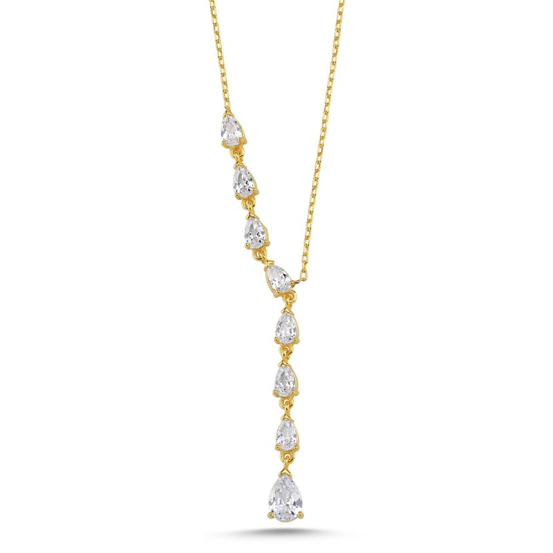 Teardrop CZ Dangle Y Necklace - N101250